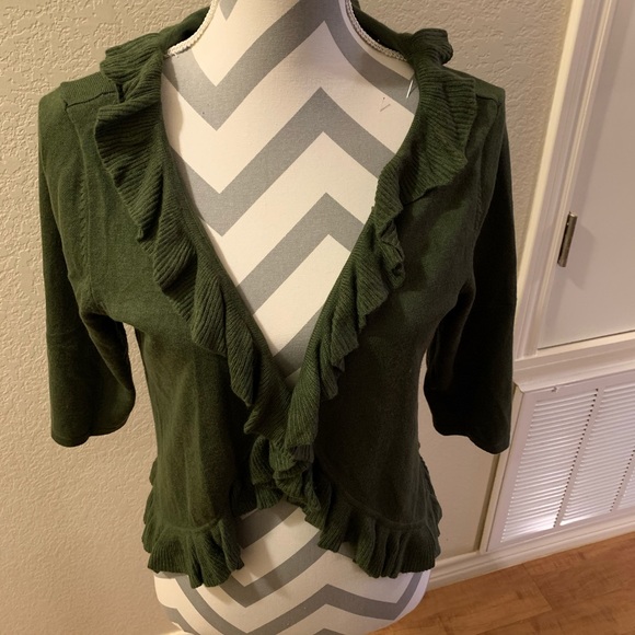 Ruffled 3/4 sleeve large cardigan - Picture 4 of 5